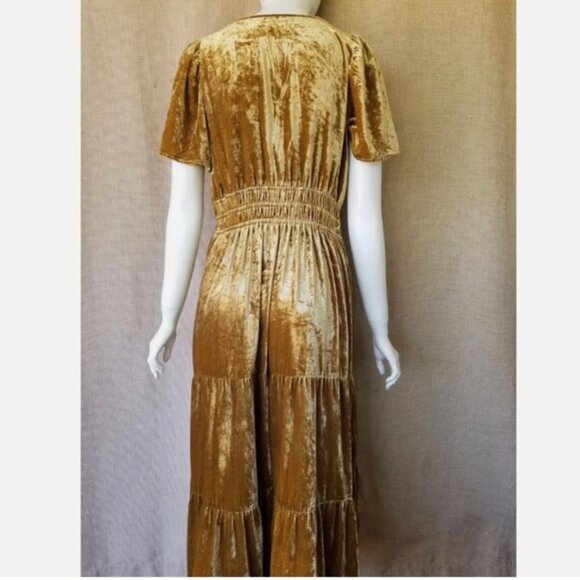 Anthropologie Somerset Maxi Dress Golden Velvet Whimsical Fairy Grunge Like New - Picture 7 of 12